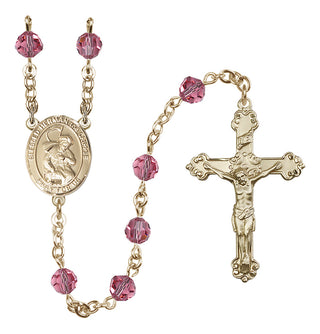 14 Karat Gold-Filled 6mm Austrian Crystal Blessed Herman the Cripple Rosary in Rose