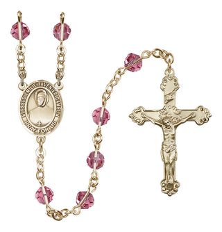 14 Karat Gold-Filled 6mm Austrian Crystal Blessed Emilie Tavernier Gamelin Rosary in Rose