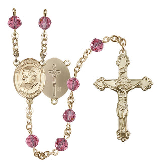 14 Karat Gold 6mm Austrian Crystal Pope Emeritace Benedict XVI Rosary in Rose