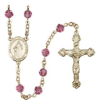 14 Karat Gold 6mm Austrian Crystal Our Lady the Undoer of Knots Rosary in Rose