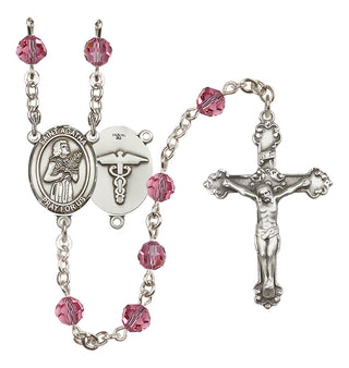 Sterling Silver 6mm Austrian Crystal Saint Agatha / Nurse Rosary in Rose