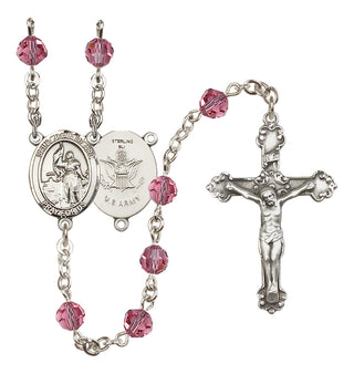 Sterling Silver 6mm Saint Joan of Arc / Army Rosary