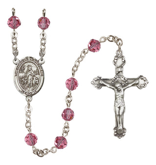 Sterling Silver 6mm Austrian Crystal Lord Is My Shepherd Rosary in Rose