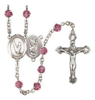 Sterling Silver 6mm Saint Christopher/Gymnastics  Engraved Catholic Rosaries