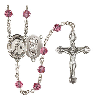 Sterling Silver 6mm Saint Christopher/Basketball Rosary