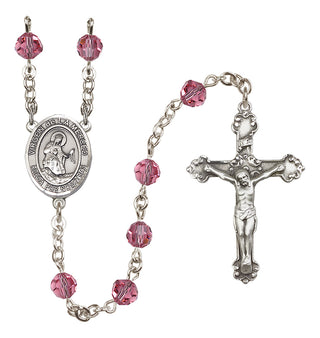Sterling Silver 6mm Austrian Crystal Virgen de la Merced Rosary in Rose