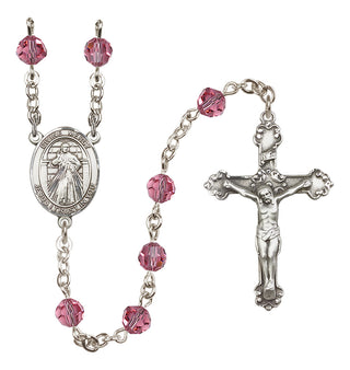 Sterling Silver 6mm Austrian Crystal Divine Mercy Rosary in Rose