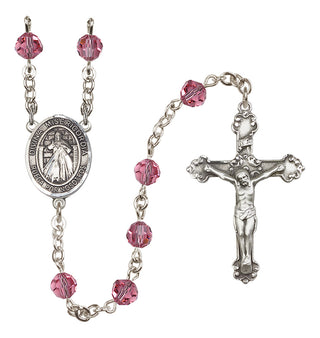 Sterling Silver 6mm Austrian Crystal Divina Misericordia Rosary in Rose