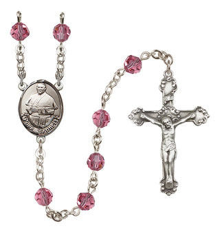 Sterling Silver 6mm Austrian Crystal Pope Francis Rosary in Rose
