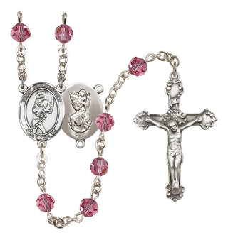 Sterling Silver 6mm Saint Christopher/Softball Rosary