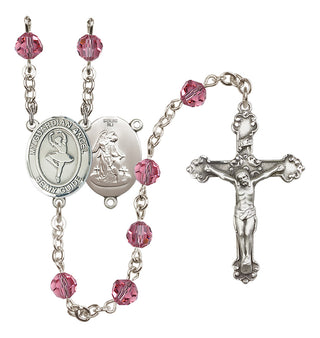 Sterling Silver 6mm Austrian Crystal Guardian Angel/Dance Rosary in Rose