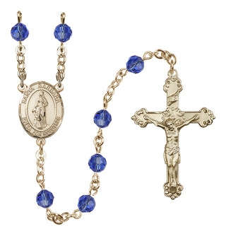 14 Karat Gold-Filled 6mm Austrian Crystal Santa Barbara Rosary in Sapphire