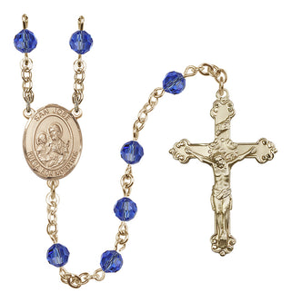 14 Karat Gold-Filled 6mm Austrian Crystal San Jose Rosary in Sapphire