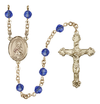 14 Karat Gold-Filled 6mm Austrian Crystal Saint Matilda Rosary in Sapphire