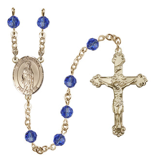 14 Karat Gold-Filled 6mm Austrian Crystal Saint Nathanael Rosary in Sapphire