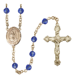 14 Karat Gold-Filled 6mm Austrian Crystal Saint Maron Rosary in Sapphire