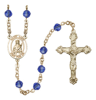 14 Karat Gold-Filled 6mm Austrian Crystal Saint Lucy Rosary in Sapphire