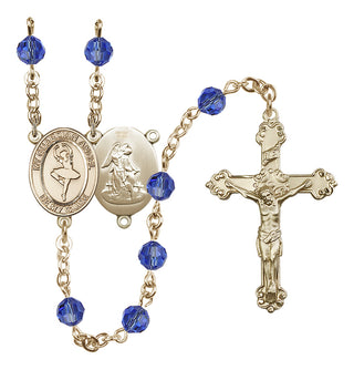 14 Karat Gold-Filled 6mm Austrian Crystal Guardian Angel/Dance Rosary in Sapphire
