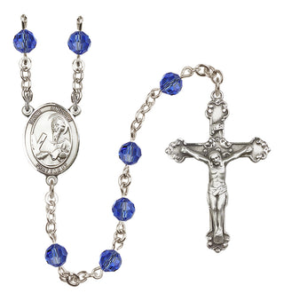 Sterling Silver 6mm Austrian Crystal Saint Andrew the Apostle Rosary in Sapphire