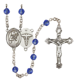 Sterling Silver 6mm Austrian Crystal Saint Agatha / Nurse Rosary in Sapphire