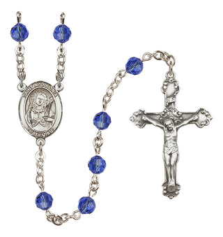 Sterling Silver 6mm Austrian Crystal Saint Apollonia Rosary in Sapphire
