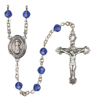 Sterling Silver 6mm Austrian Crystal San Francis Rosary in Sapphire