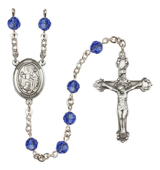 Sterling Silver 6mm Austrian Crystal Saint James the Greater Rosary in Sapphire