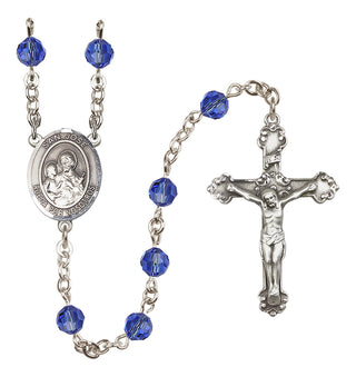 Sterling Silver 6mm Austrian Crystal San Jose Rosary in Sapphire