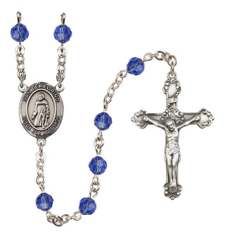 Sterling Silver 6mm Austrian Crystal San Peregrino Rosary in Sapphire