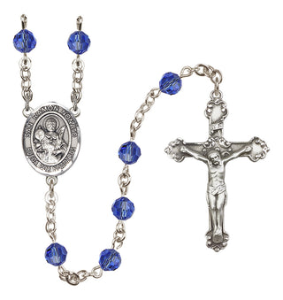 Sterling Silver 6mm Austrian Crystal San Ramon Nonato Rosary in Sapphire