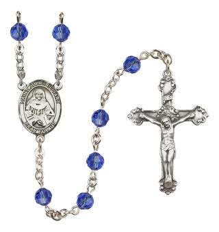Sterling Silver 6mm Austrian Crystal Saint Julie Billiart Rosary in Sapphire