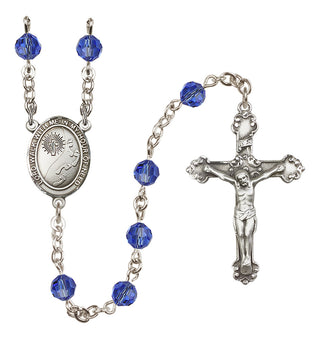 Sterling Silver 6mm Footprints / Cross  Engraved Catholic Rosaries