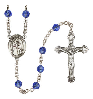 Sterling Silver 6mm Austrian Crystal Blessed Caroline Gerhardinger Rosary in Sapphire