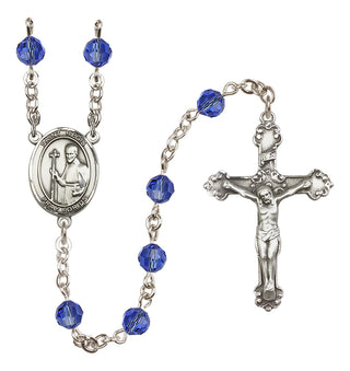 Sterling Silver 6mm Austrian Crystal Saint Regis Rosary in Sapphire
