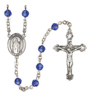 Sterling Silver 6mm Austrian Crystal Saint Seraphina Rosary in Sapphire