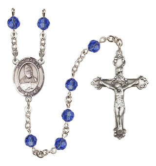 Sterling Silver 6mm Saint Fabian  Engraved Catholic Rosaries