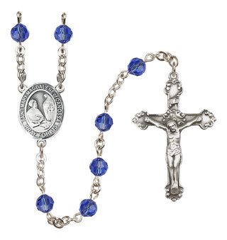 Sterling Silver 6mm Austrian Crystal Saint Mary Magdalene of Canossa Rosary in Sapphire
