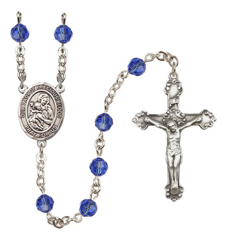 Sterling Silver 6mm Austrian Crystal Our Lady of the Precious Blood Rosary in Sapphire