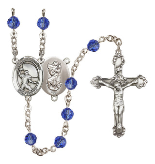 Sterling Silver 6mm Saint Christopher / Football Rosary