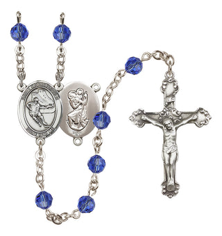Sterling Silver 6mm Saint Christopher/Hockey Rosary