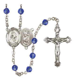 Sterling Silver 6mm Saint Christopher/Wrestling Rosary
