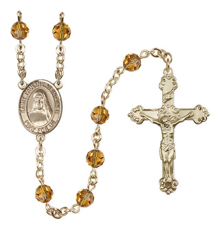 14 Karat Gold-Filled 6mm Austrian Crystal Saint Pauline Visintainer Rosary in Topaz