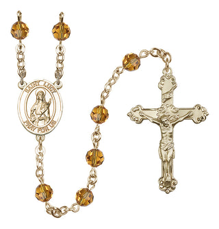 14 Karat Gold-Filled 6mm Austrian Crystal Saint Lucy Rosary in Topaz