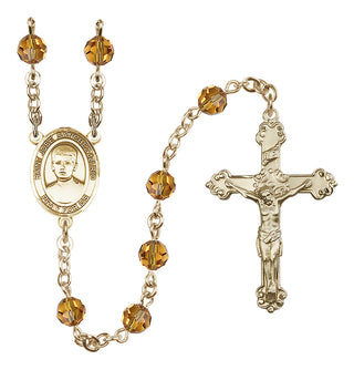 14 Karat Gold-Filled 6mm Austrian Crystal Saint Jose Sanchez del Rio Rosary in Topaz