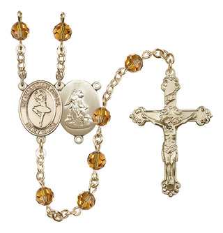 14 Karat Gold-Filled 6mm Austrian Crystal Guardian Angel/Dance Rosary in Topaz