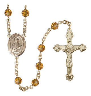 14 Karat Gold 6mm Austrian Crystal Saint Peter Chanel Rosary in Topaz