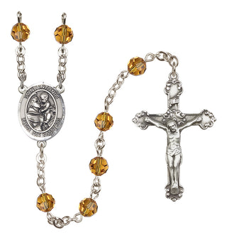 Sterling Silver 6mm Austrian Crystal San Antonio Rosary in Topaz