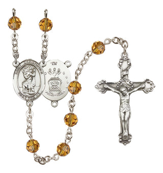 Sterling Silver 6mm Saint Christopher / Air Force Rosary
