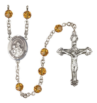 Sterling Silver 6mm Austrian Crystal San Jose Rosary in Topaz