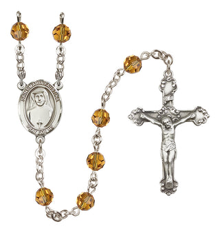 Sterling Silver 6mm Saint Maria Faustina  Engraved Catholic Rosaries